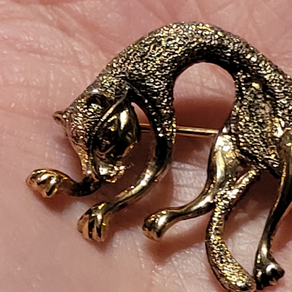 Sterling with gold wash (vermiel) Les Bernard Panther with ruby eyes